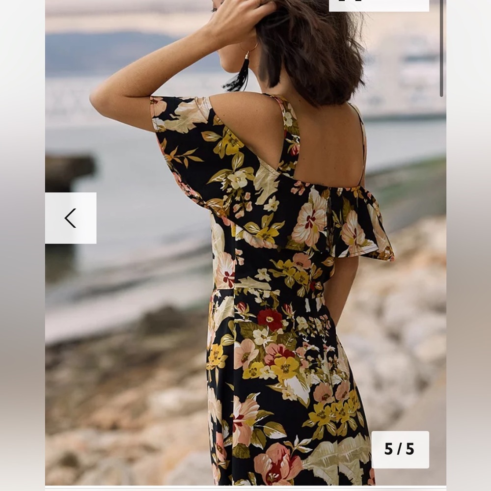 ASOS Warehouse Hibiscus Cold Shoulder Dress Size 4